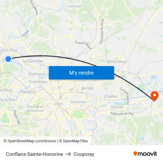 Conflans-Sainte-Honorine to Coupvray map