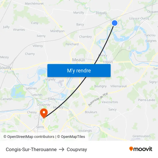 Congis-Sur-Therouanne to Coupvray map