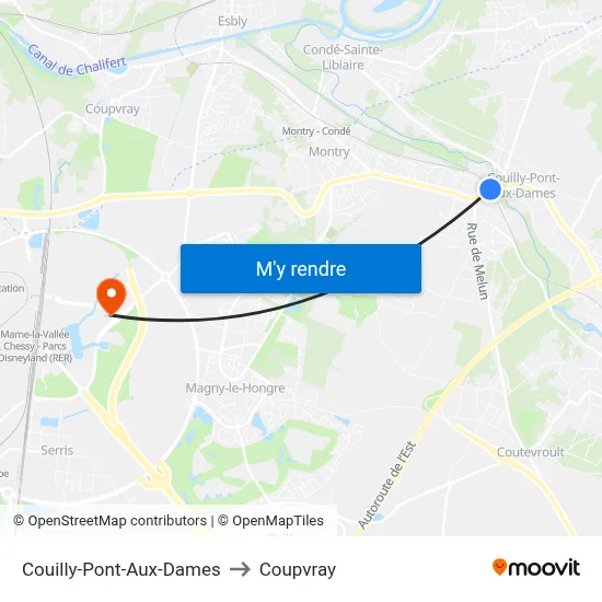 Couilly-Pont-Aux-Dames to Coupvray map