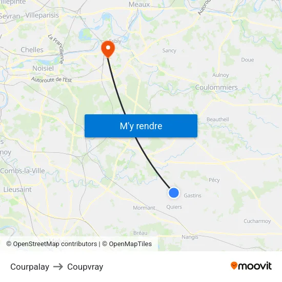 Courpalay to Coupvray map