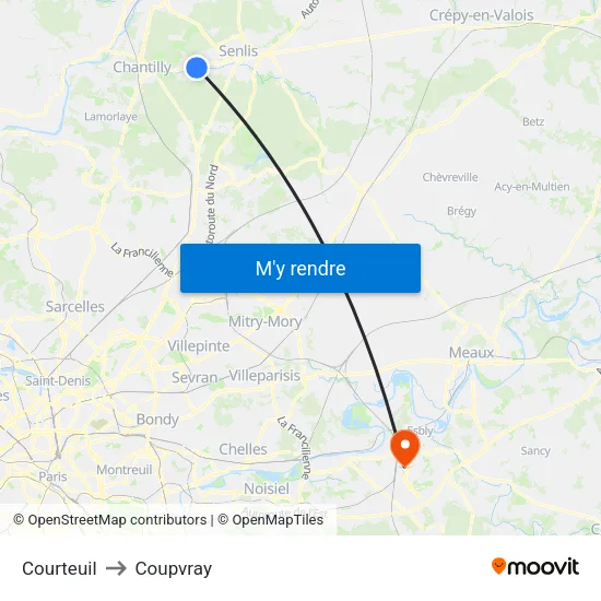 Courteuil to Coupvray map