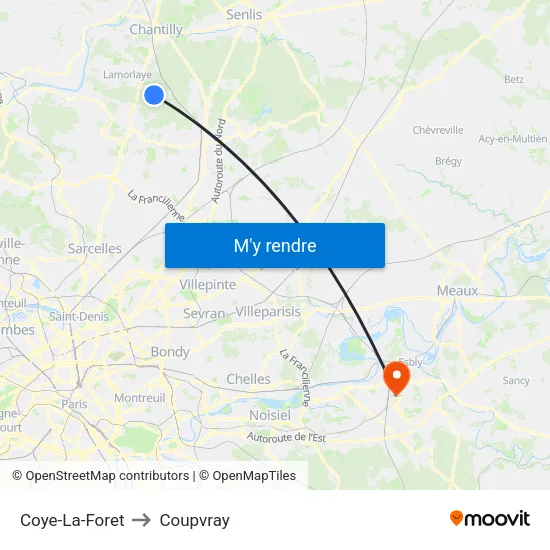 Coye-La-Foret to Coupvray map