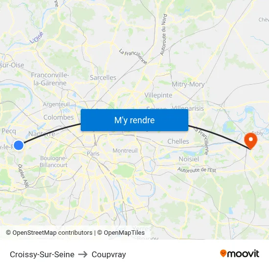 Croissy-Sur-Seine to Coupvray map