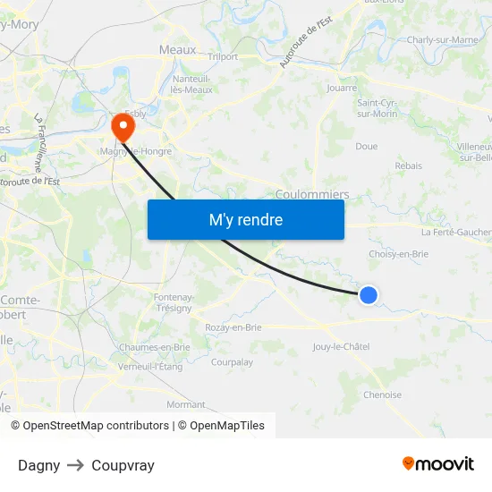 Dagny to Coupvray map