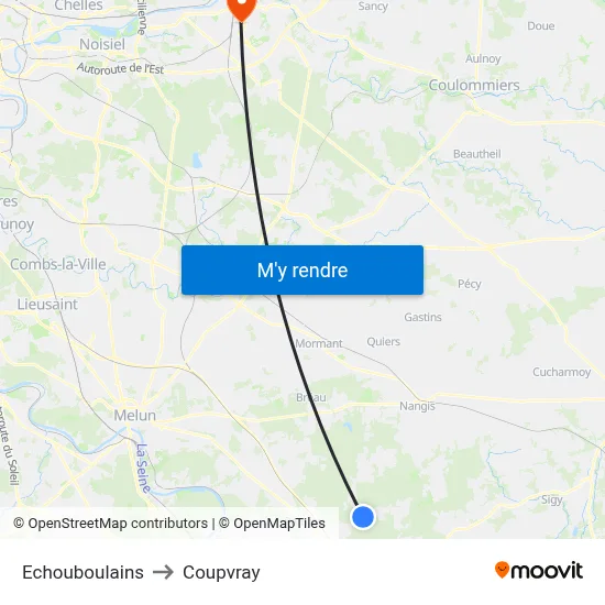 Echouboulains to Coupvray map