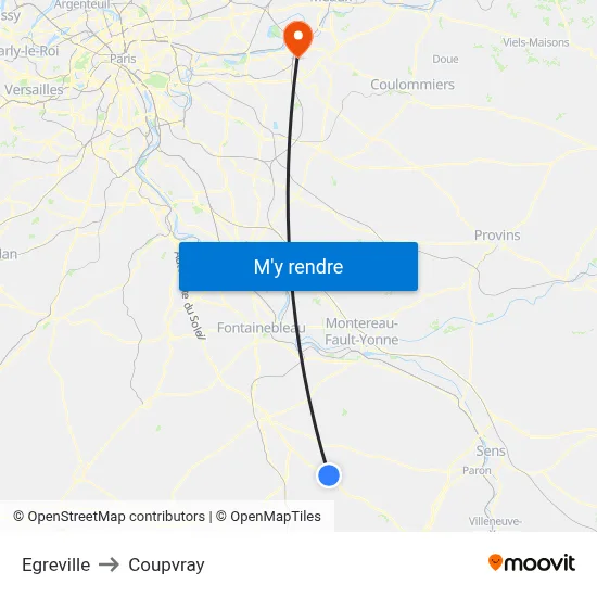 Egreville to Coupvray map