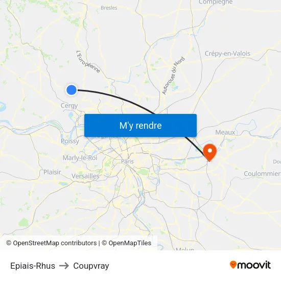 Epiais-Rhus to Coupvray map