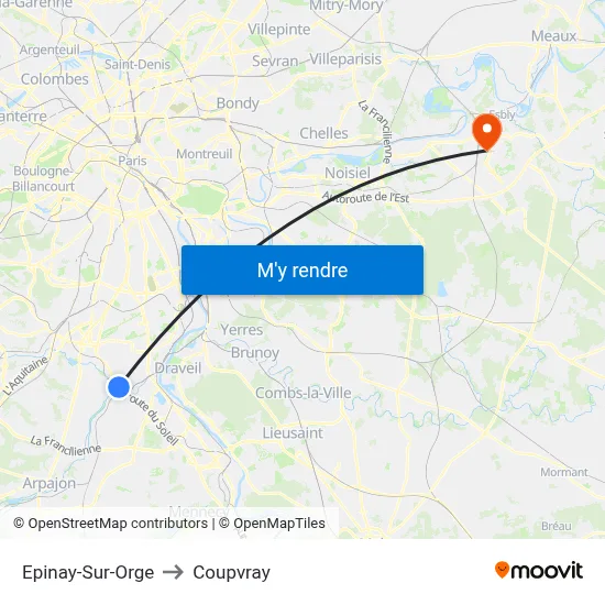 Epinay-Sur-Orge to Coupvray map