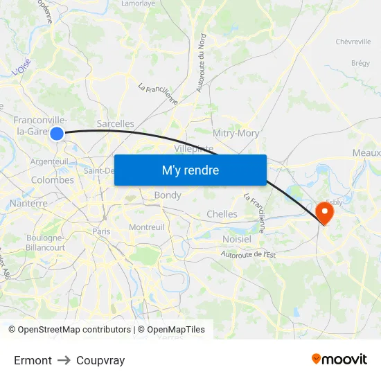Ermont to Coupvray map