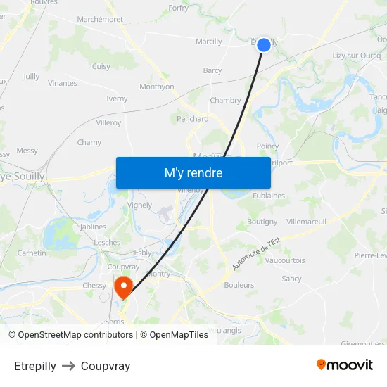 Etrepilly to Coupvray map