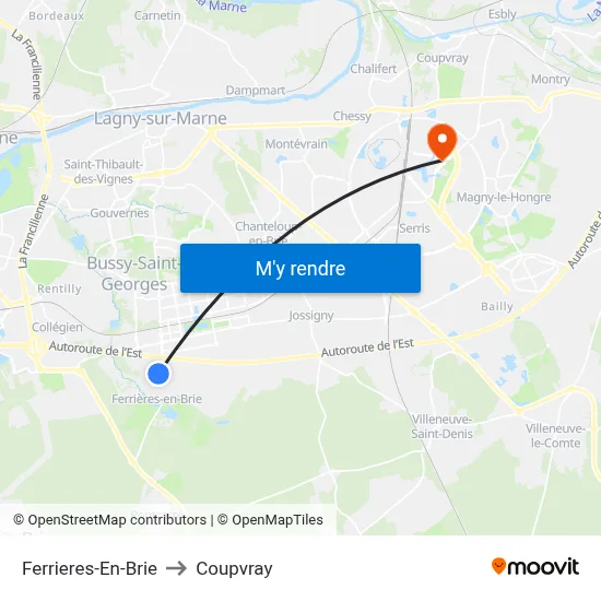 Ferrieres-En-Brie to Coupvray map