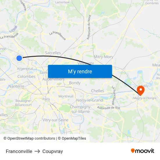 Franconville to Coupvray map