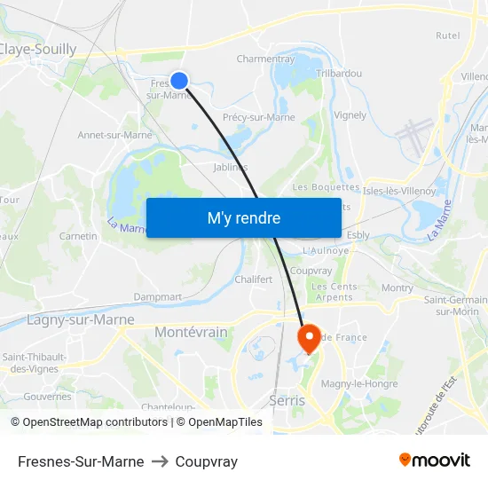 Fresnes-Sur-Marne to Coupvray map