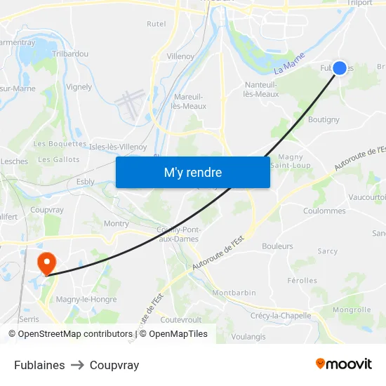 Fublaines to Coupvray map