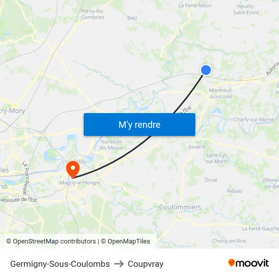 Germigny-Sous-Coulombs to Coupvray map