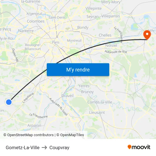 Gometz-La-Ville to Coupvray map