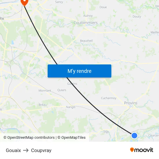 Gouaix to Coupvray map