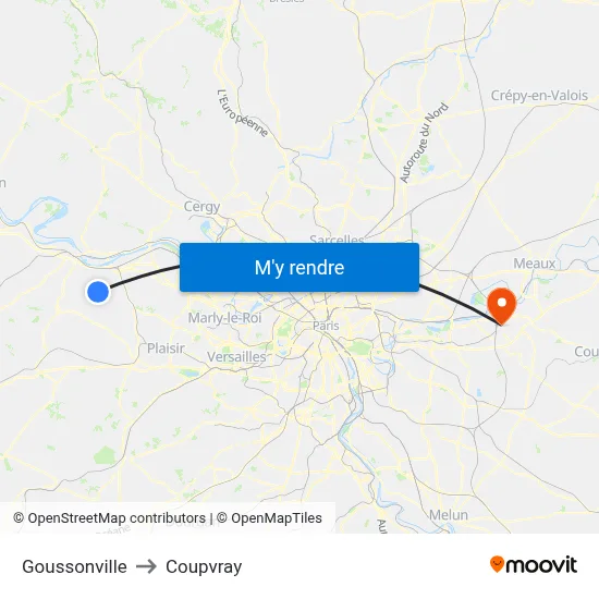 Goussonville to Coupvray map
