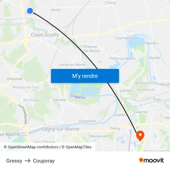 Gressy to Coupvray map