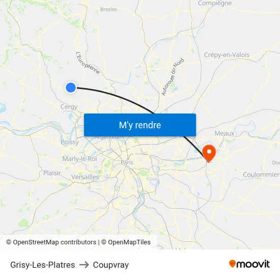 Grisy-Les-Platres to Coupvray map