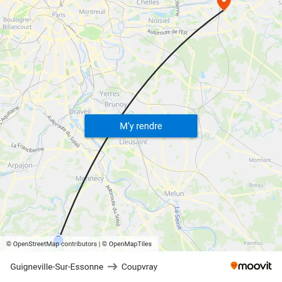 Guigneville-Sur-Essonne to Coupvray map
