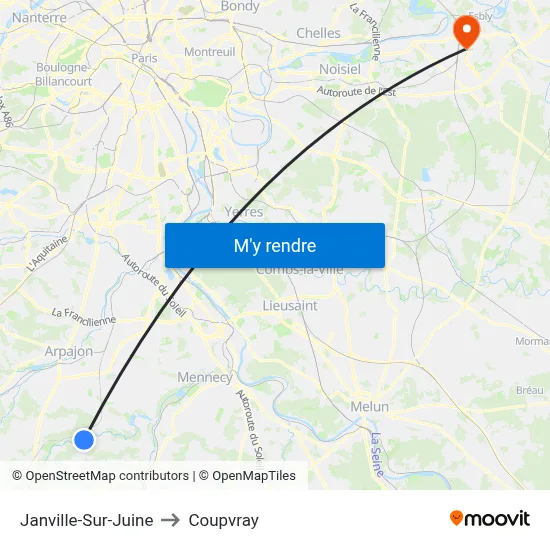 Janville-Sur-Juine to Coupvray map