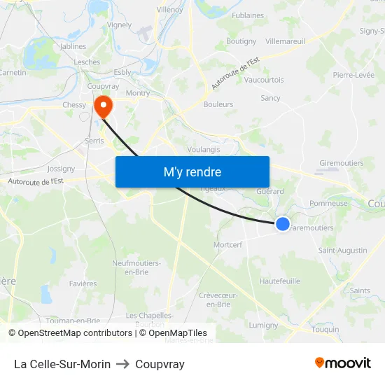 La Celle-Sur-Morin to Coupvray map