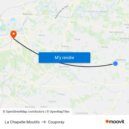 La Chapelle-Moutils to Coupvray map