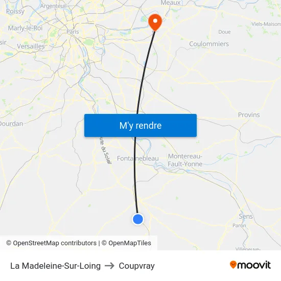 La Madeleine-Sur-Loing to Coupvray map