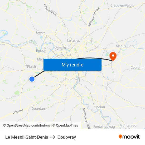 Le Mesnil-Saint-Denis to Coupvray map