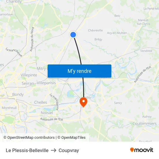 Le Plessis-Belleville to Coupvray map