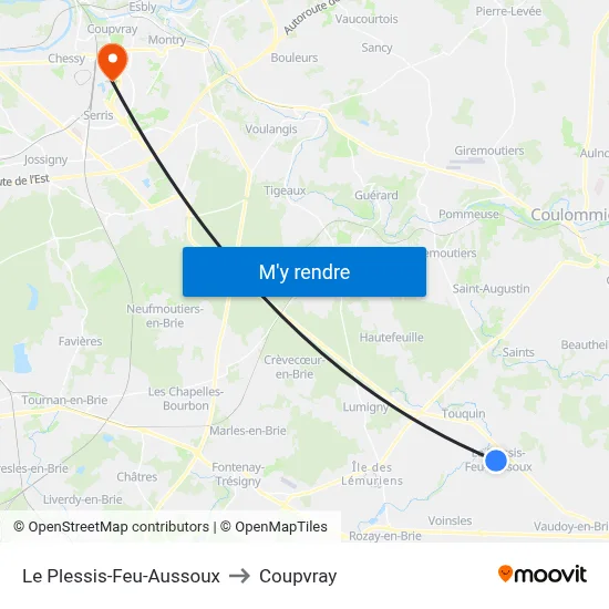 Le Plessis-Feu-Aussoux to Coupvray map