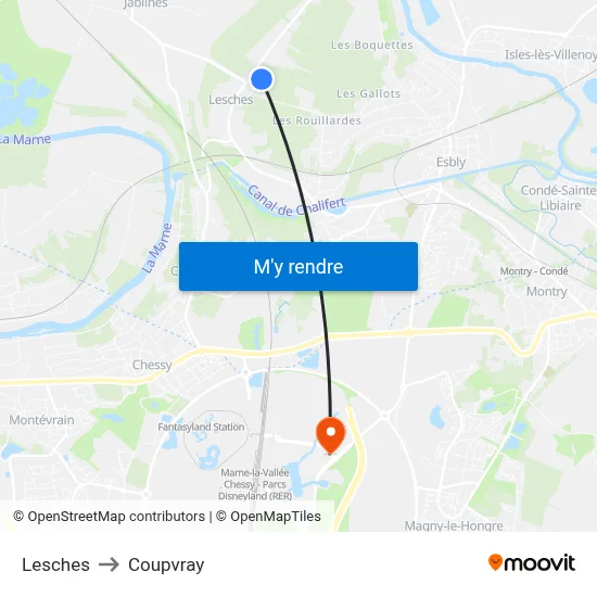 Lesches to Coupvray map