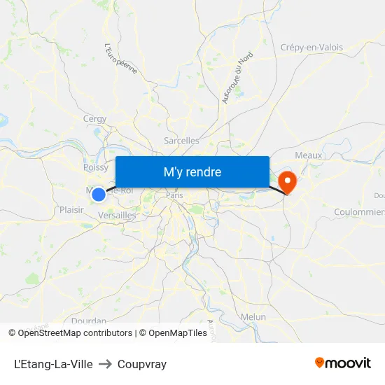 L'Etang-La-Ville to Coupvray map