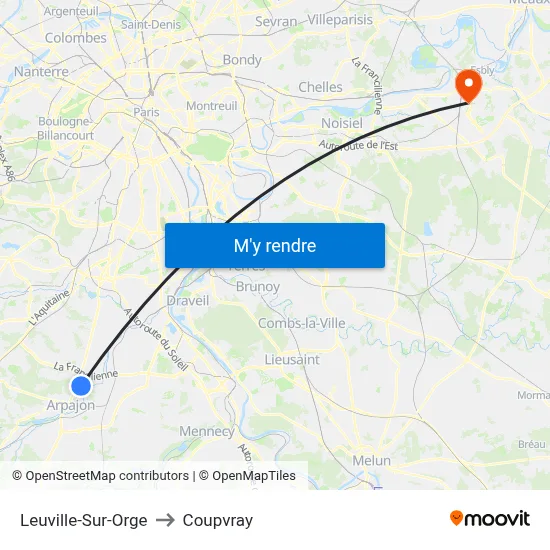 Leuville-Sur-Orge to Coupvray map