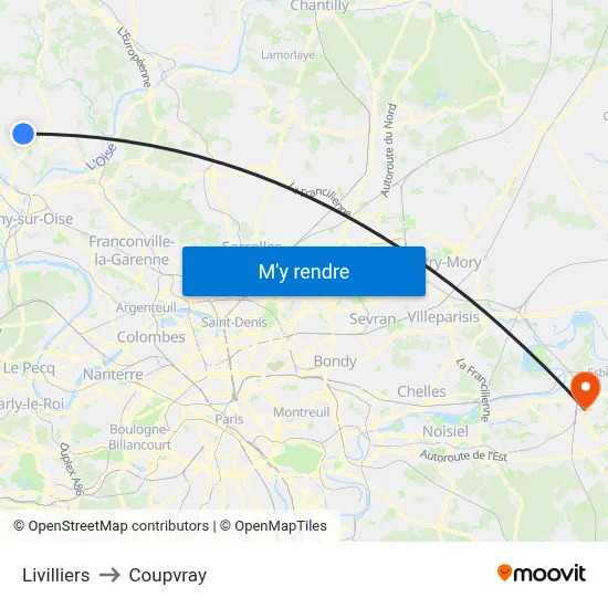 Livilliers to Coupvray map