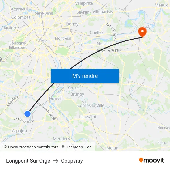 Longpont-Sur-Orge to Coupvray map