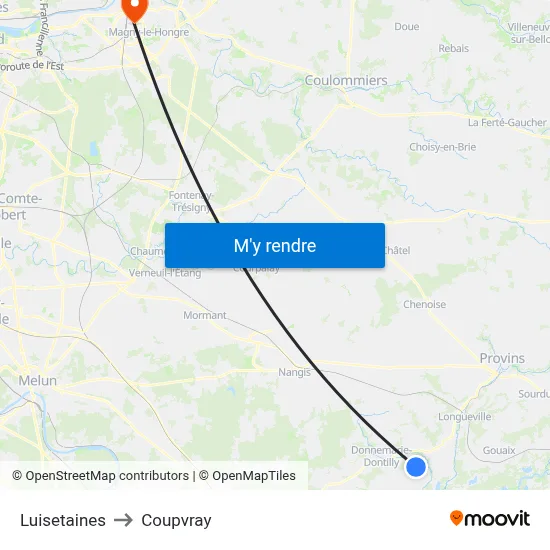 Luisetaines to Coupvray map