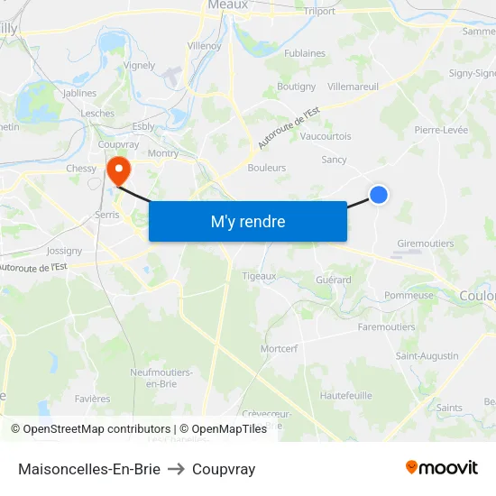 Maisoncelles-En-Brie to Coupvray map