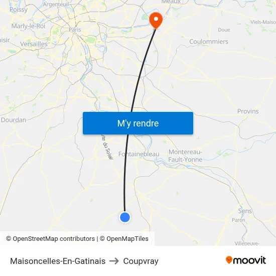 Maisoncelles-En-Gatinais to Coupvray map