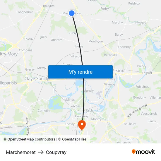 Marchemoret to Coupvray map