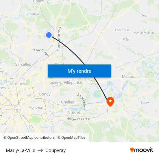 Marly-La-Ville to Coupvray map