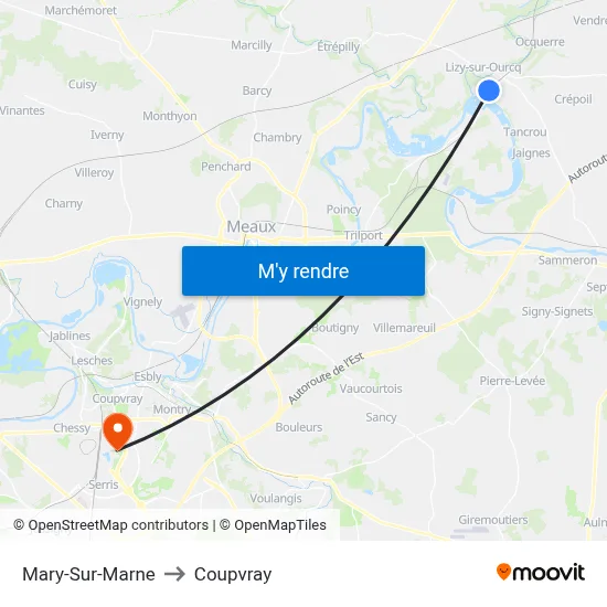 Mary-Sur-Marne to Coupvray map