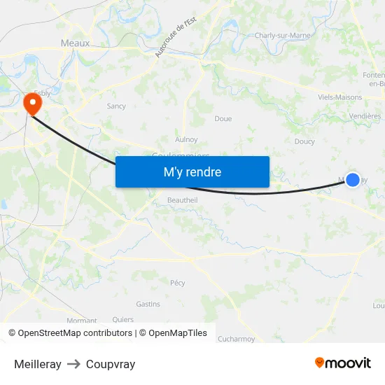 Meilleray to Coupvray map