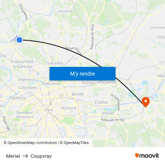 Meriel to Coupvray map