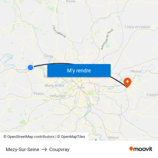 Mezy-Sur-Seine to Coupvray map