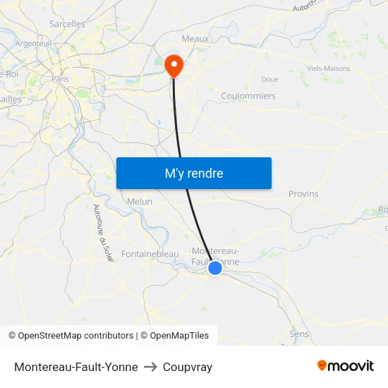Montereau-Fault-Yonne to Coupvray map