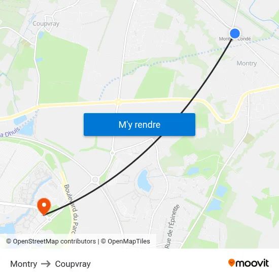 Montry to Coupvray map