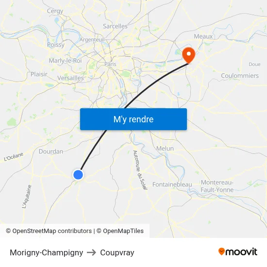 Morigny-Champigny to Coupvray map