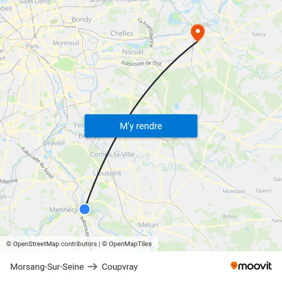 Morsang-Sur-Seine to Coupvray map